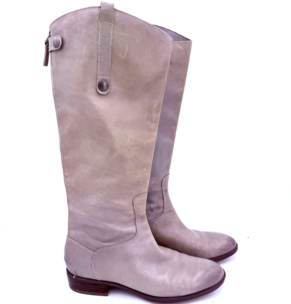 Sam Edelman Women's Grey Penny Tall LEather Knee High Boots Size 10W